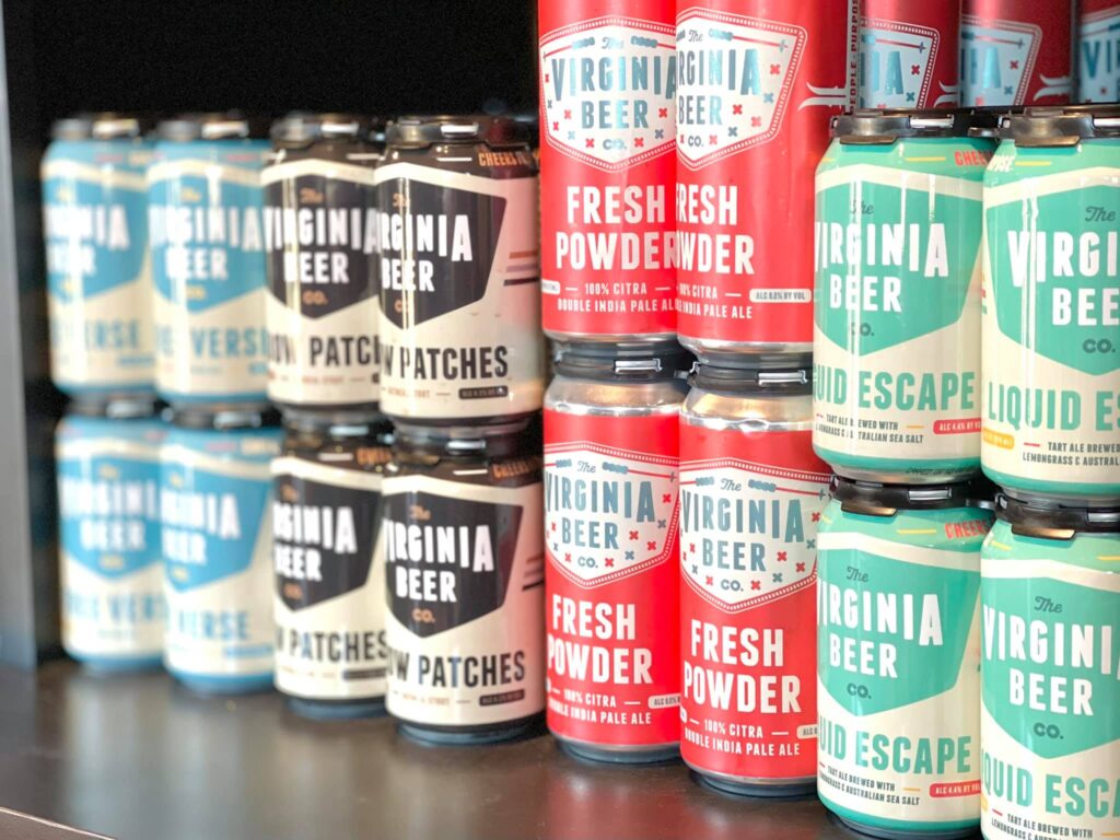 Various cans of Virginia Beer Company
